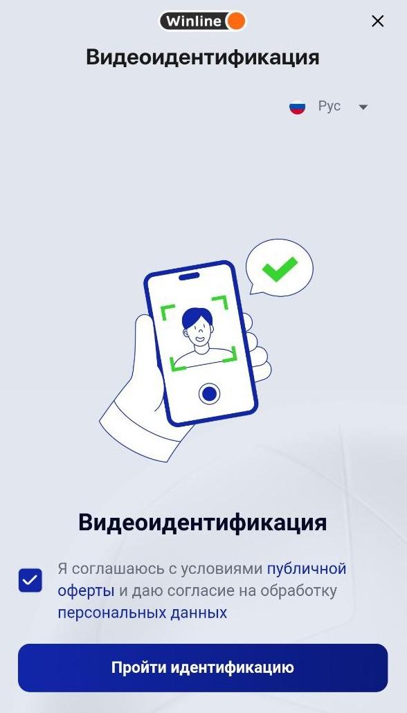 Подтверждение согласия на прохождение идентификации в мобильной версии